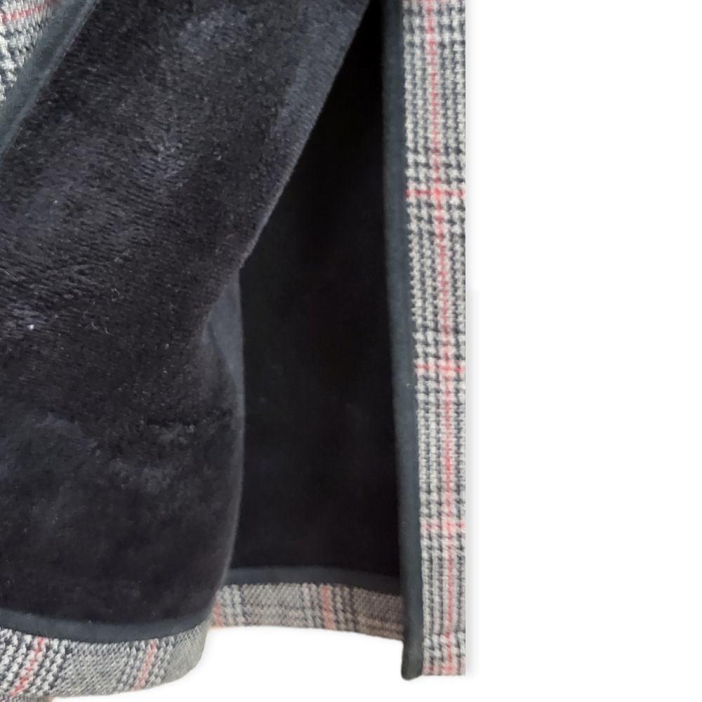 ZARA Plaid Grey/Black/Red Trench Coat‎ w Velvet Lining XXL (45/46) - Picture 5 of 10